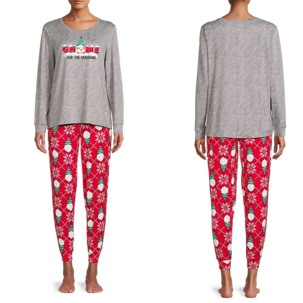 Secret Treasures Women's Soft Lounge Pajama‎ Pants & Long Sleeves Set Gnome, M